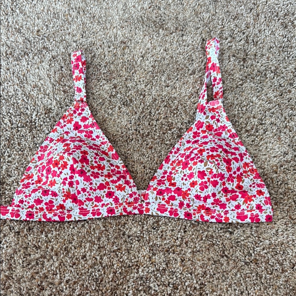 Floral Pink and Red Bikini Top